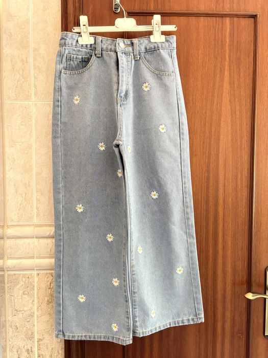 Calças Wide Leg de ganga