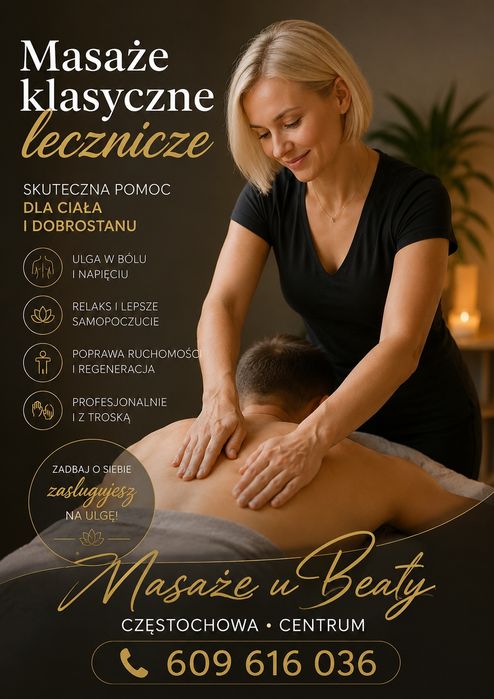 Profesjonalne masaże lecznicze , relaksacyjne