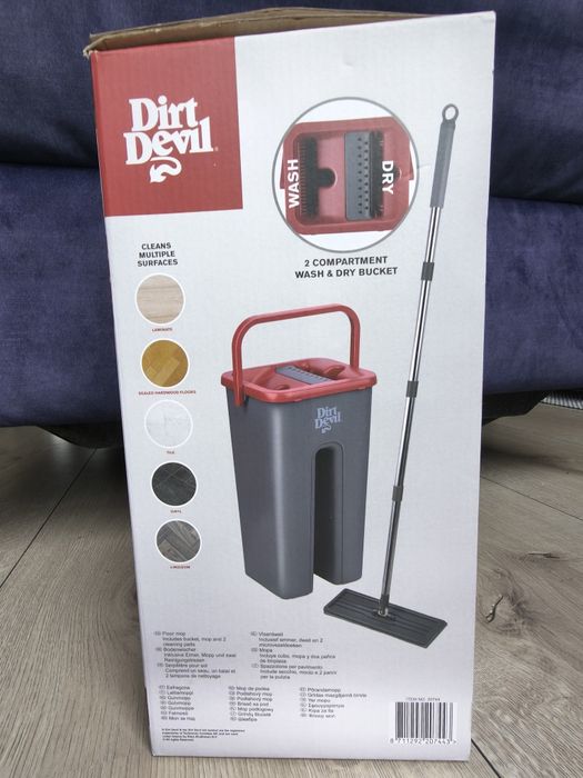 MOP PŁASKI Dirt Devil Zestaw Wiadro Wyciskacz + 2 wkłady, podłogowy