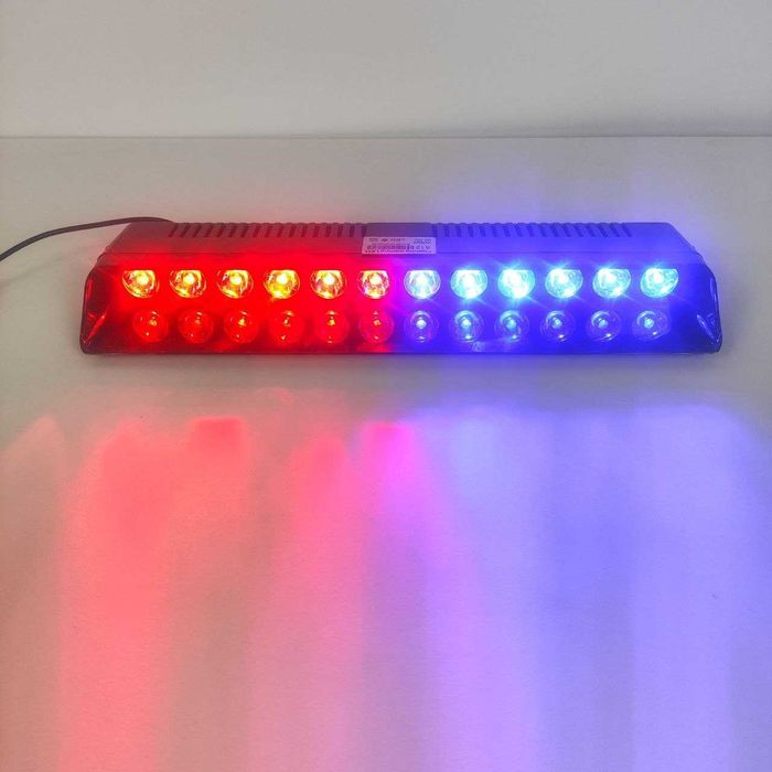 Проблисковий стробоскоп 12 LED під скло червоно-синій мигалка