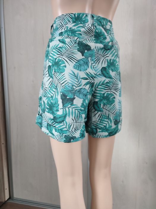 Szorty damskie firmy Janina roz Xl, miętowe, zielone liście i monstery