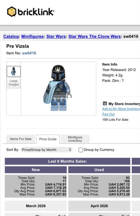 Мініфігурка Lego Star Wars Pre Vizsla