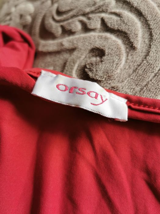 Orsay bluzka z dekoltem w serek serce v kwadrat czerwona obcisła S M