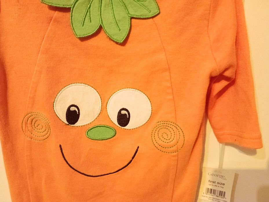 Śpiochy niemowlęce + czapka Dynia rozmiar First Size George NOWE  z me