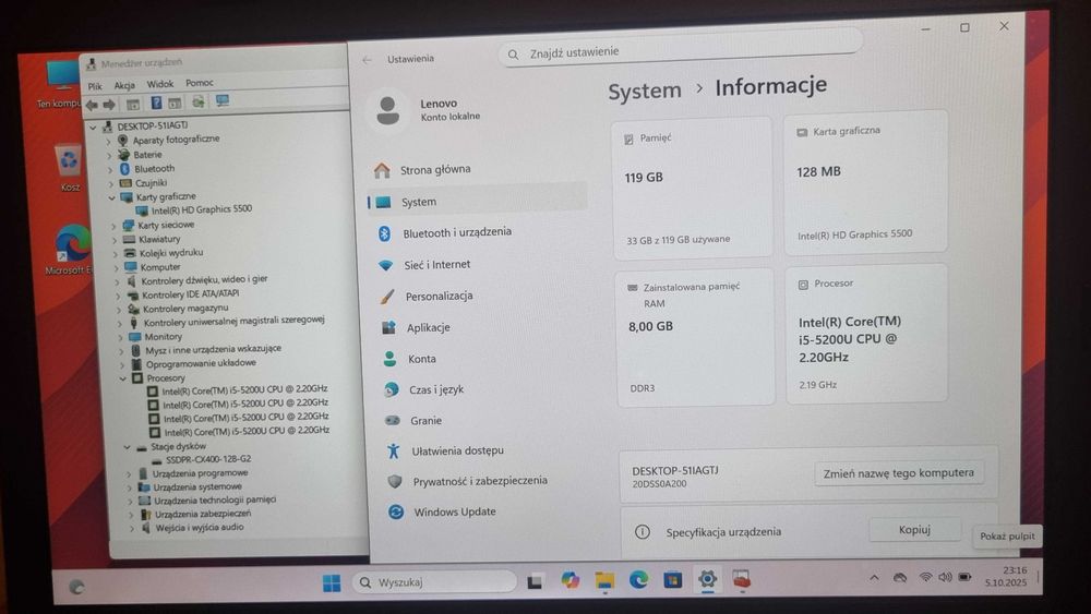 Lenovo ThinkPad L450 / i5-5200U / 8GB RAM / SSD 128GB / FullHD /