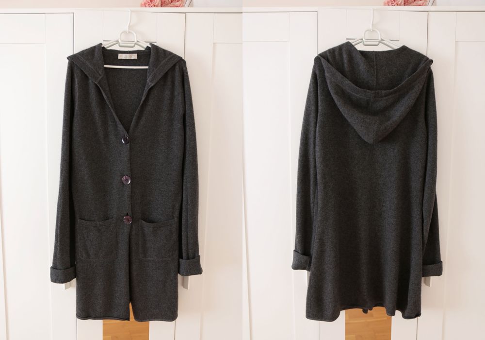 Sweter kardigan FTC Cashmere prawie 100% kaszmir M repeat z kapturem