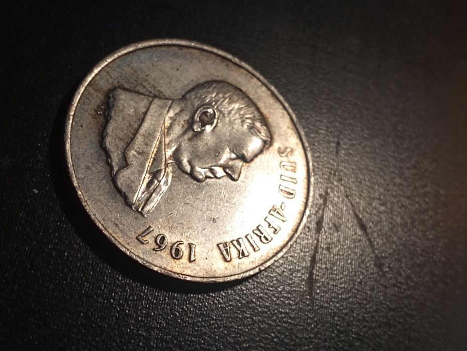 1 rand - 1º aniversário -em africâner Africa do Sul 1967 Prata	Soberba*