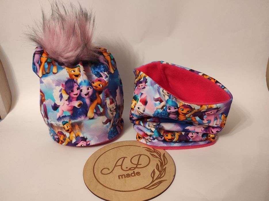 Komplet czapka komin ocieplany My little pony Pompon