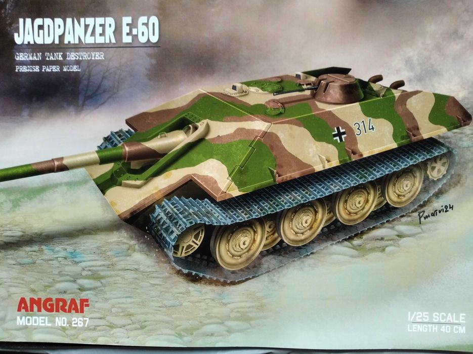 Model kartonowy niemiecki Jagdpanzer E-60, Angraf 267, 1:25