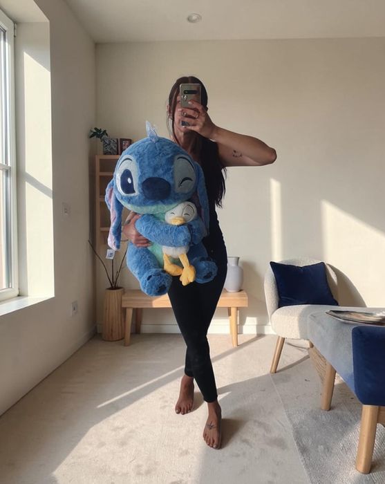 Duża nowa maskotka pluszowy Stitch Disney z kaczką 70 cm prezent