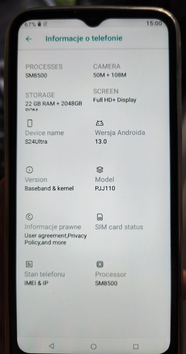 Telefon chiński S24 Ultra (w etui)