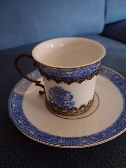 Chávena café Manufatura Portugal,   com aros prata contrastada