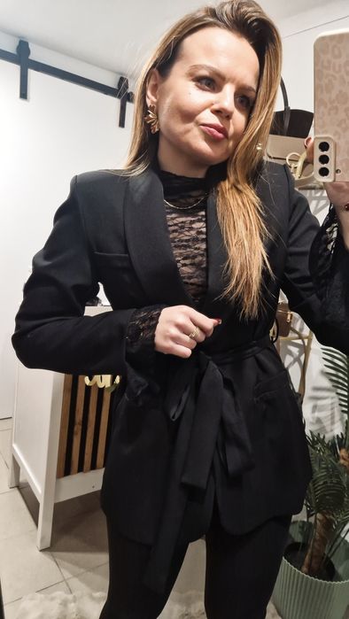 Elegancki zestaw marynarka i bluzka koronka Varlesca chicaca XS S M L