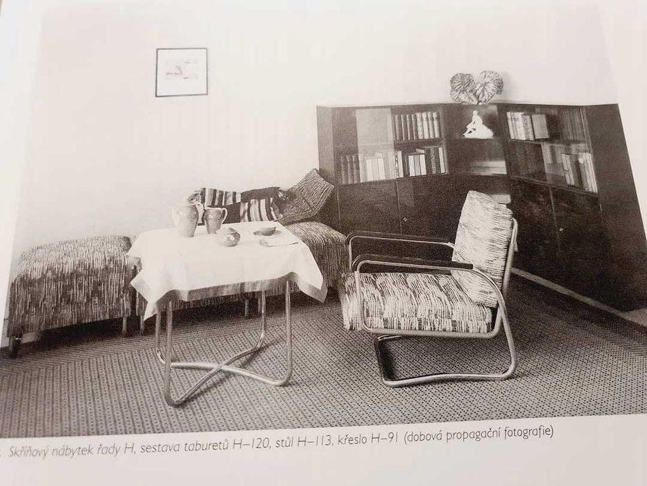 Stolik Art Deco Bauhaus Jindrich Halabala Chrom