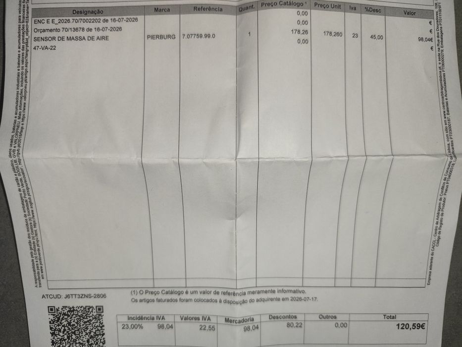 Sensor massa de ar NISSAN QASQHAI J11