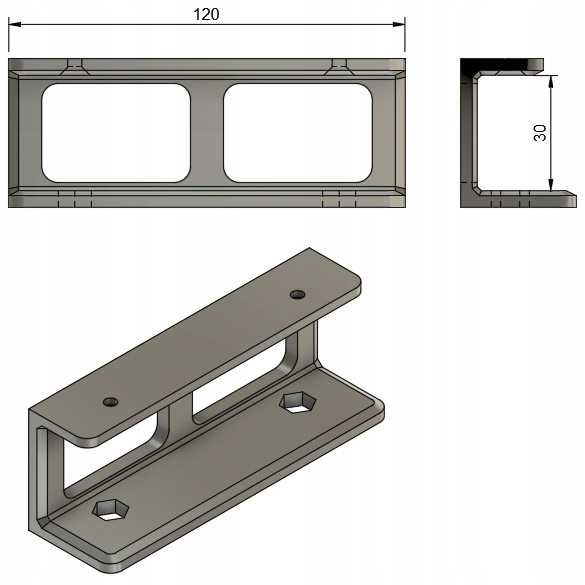 OUTLET Uchwyt na LAPTOPA 30mm (czarny)