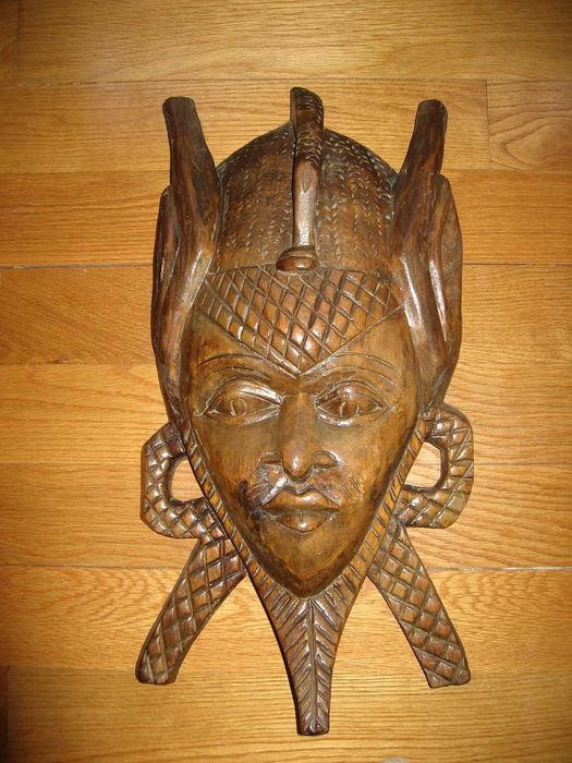 Máscara africana em madeira, 60 cm, decoração étnica