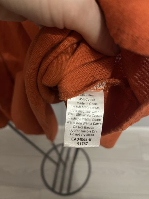Sukienka miedziana len, bawełna