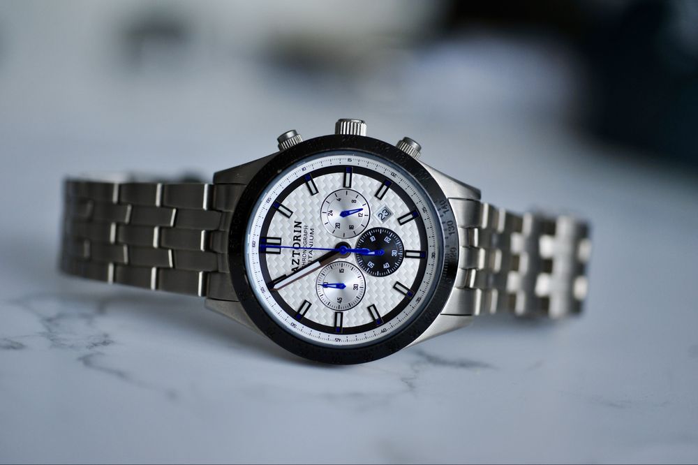 Tytanowy zegarek AZTORIN SPORT chronograph szafir tytan