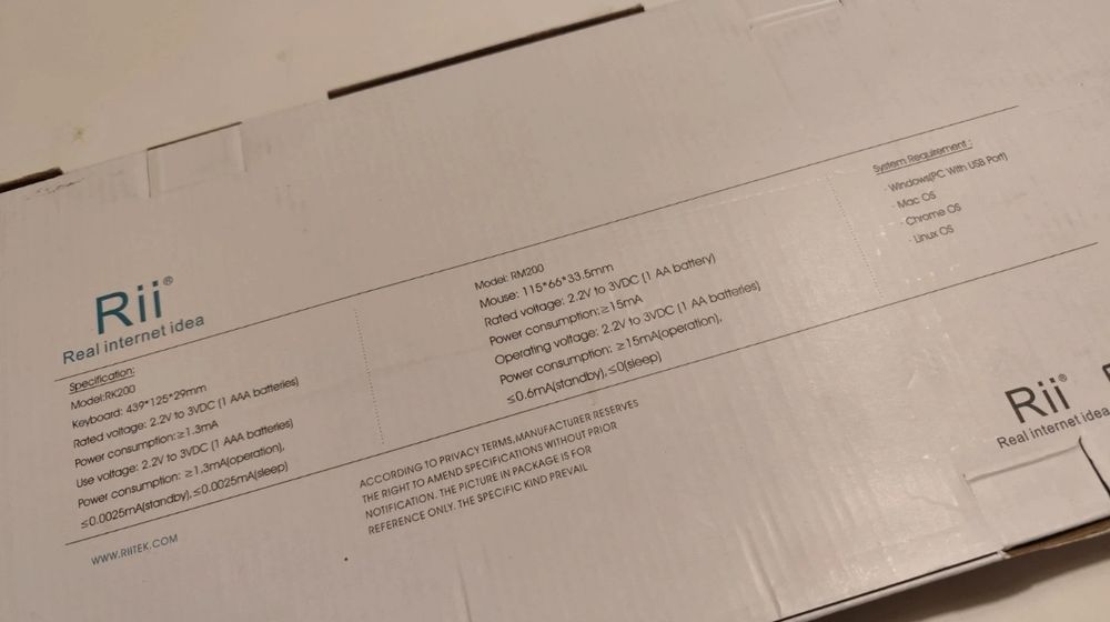 Teclado e rato sem fio - RII k200 - Layout Alemão - Novos