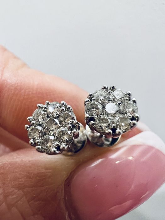 Золотые серьги пусеты с бриллиантами 0,48ct белое золото 585 проба