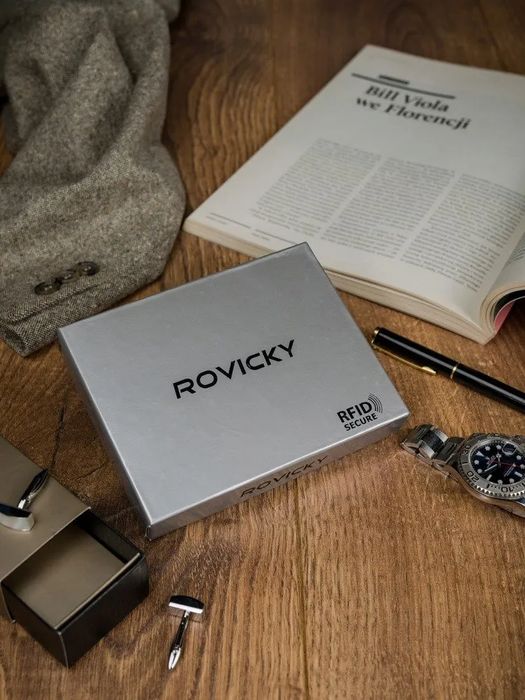 skórzany, dwukolorowy portfel pionowy - rovicky
