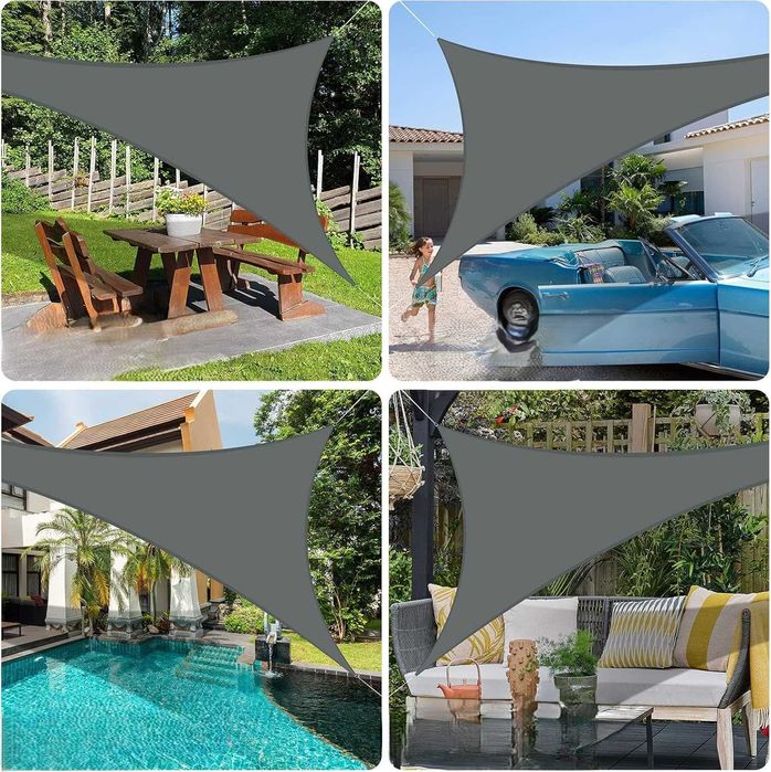 Żagiel przeciwsłoneczny wodoodporny 5x6x5 m jasny beż trójkąt