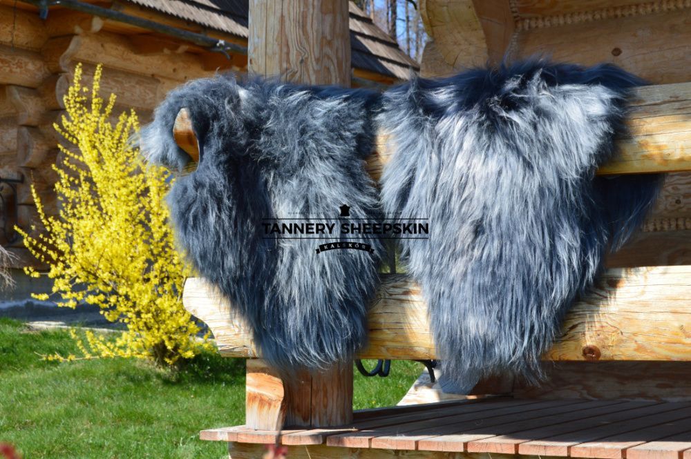 Skóry Owcze Island Grafit Skóra Owcza 111-130cm Kolor Antracyt