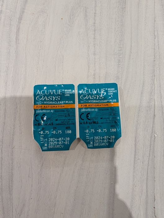 Контактні лінзи Acuvue Oasys for Astigmatism (-0.75 / CYL -0.75 / AX 180) — 2 шт