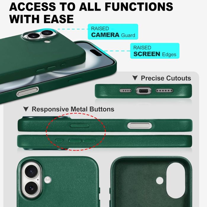 TUCCH Etui / Case iPhone 16 Plus, kolor zielony