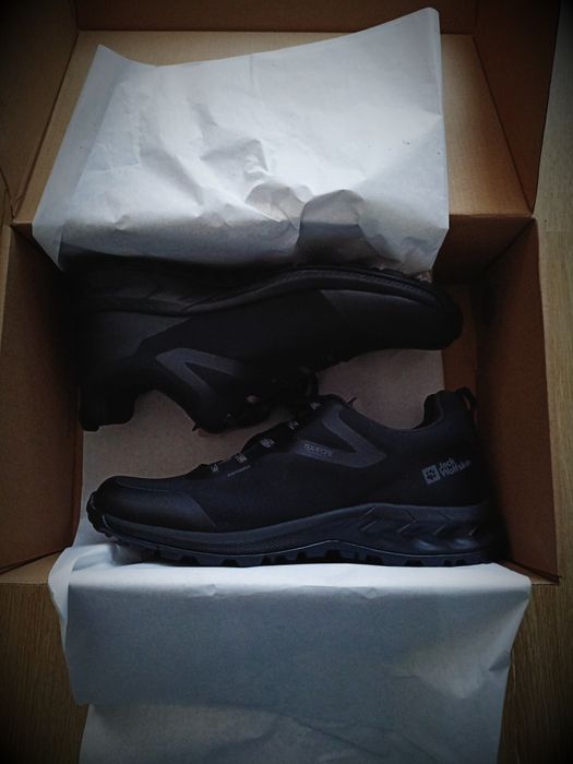 Profesjonalne Jack Wolfskin czarne buty sportowe trekkingowe Softshell