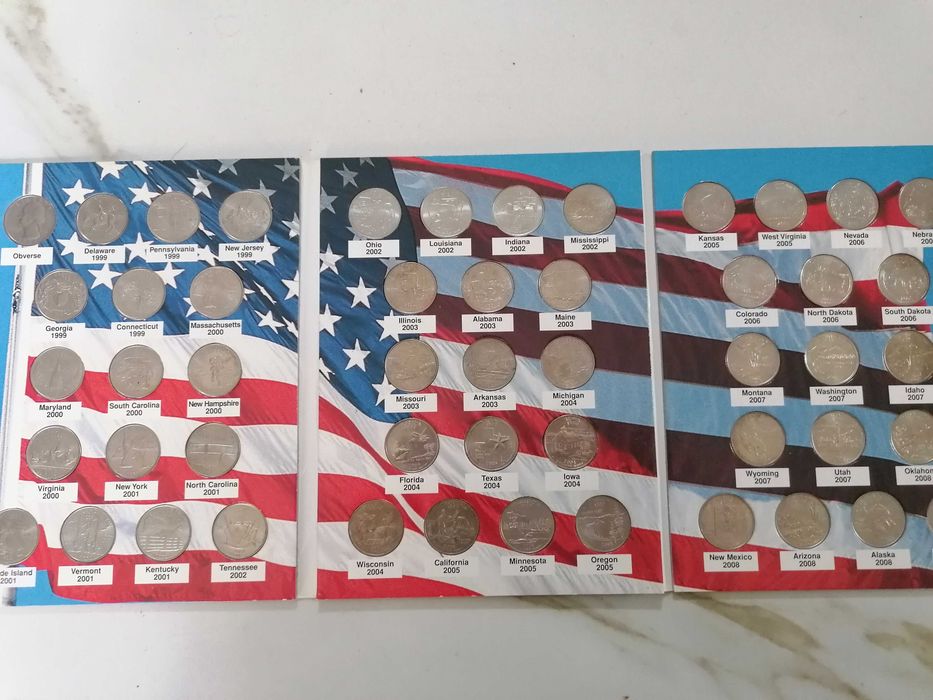 Monety kolekcjonerskie 25 centów USA.  Stany USA (51 szt)