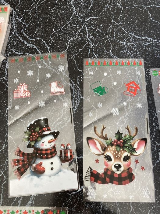 Woreczki świąteczne foliowe na prezenty i ciasteczka