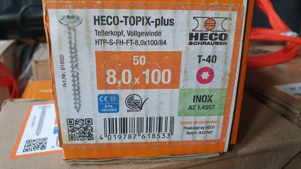 Шуруп конструкційний для дерева 8х100 з нержавіючої сталі