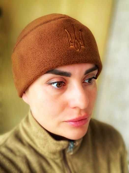 Шапка флісова койот з тризубом, товстий фліс