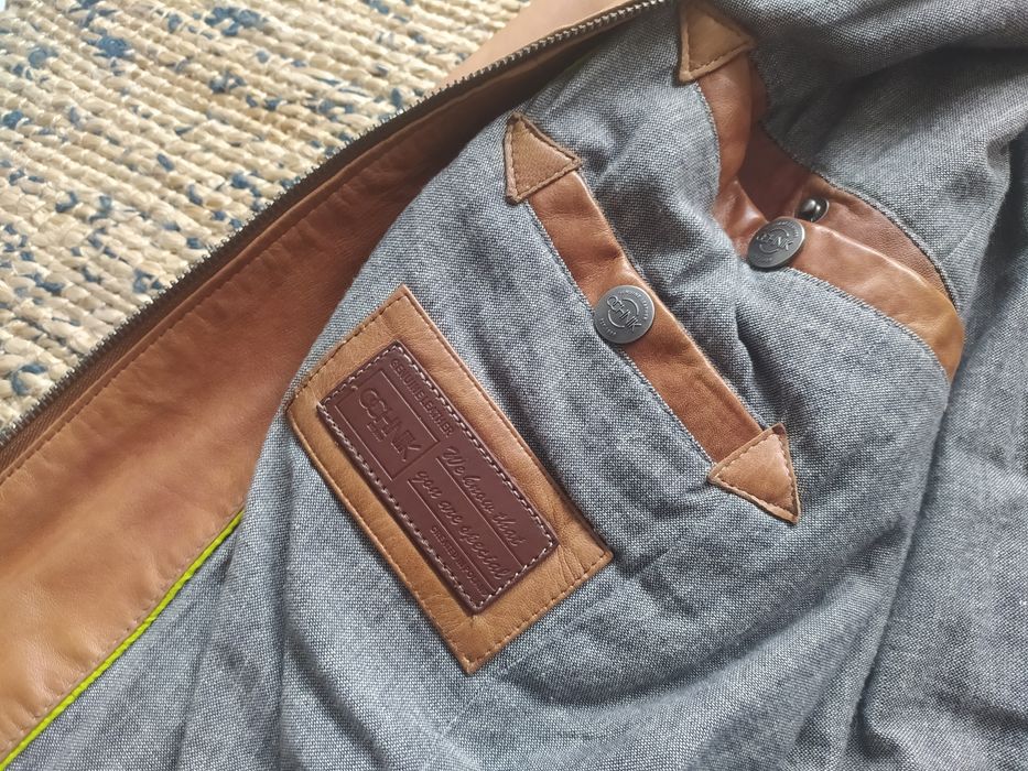 Skórzana kurtka OCHNIK brązowa / naturalna skóra / r. XL / Tuchola