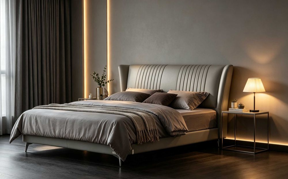 Novo | Conjunto de Quarto em Pele Genuína 160×200 cm
