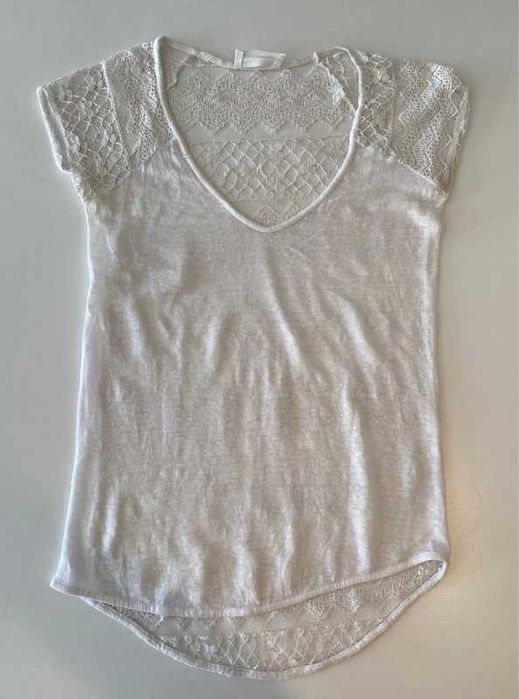 Blusa rendada branca Zara