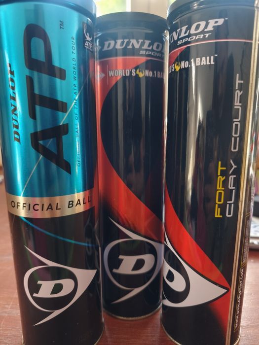 3 tubos de Bolas de Ténis Dunlop (ATP Official / Fort Clay Court) – Novos