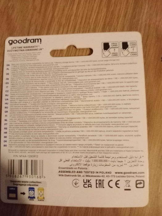 GOODRAM 128GB microSDXC 100MB/s C10 UHS-I U1 z adapterem bardzo szybka