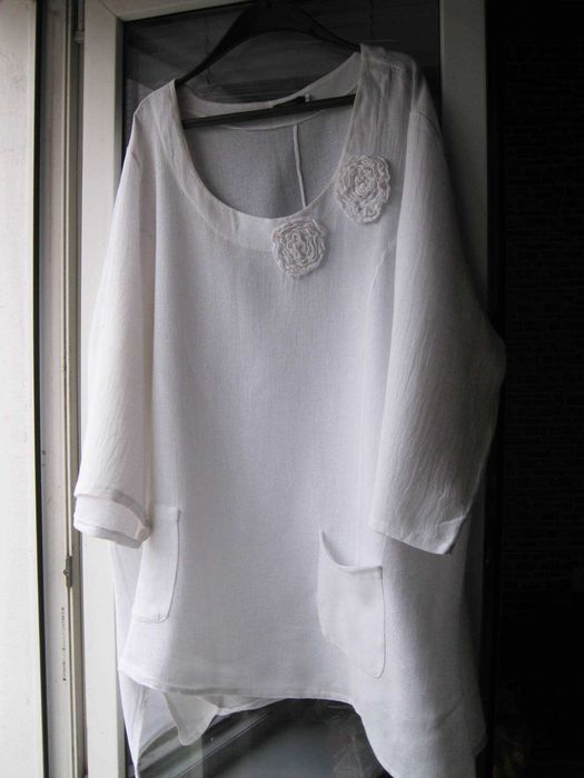 Туника белая Италия лен хлопок  размер one size лляна