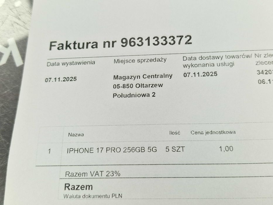 Iphone 17 PRO 256GB/ Deep Blue/ A3523/ GW12/ PLOMBA/ bez rat/ 5szt!