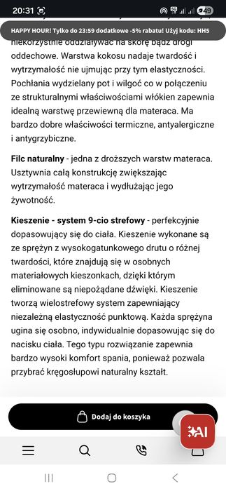 Materac 180x200 używany bardzo ładny stan