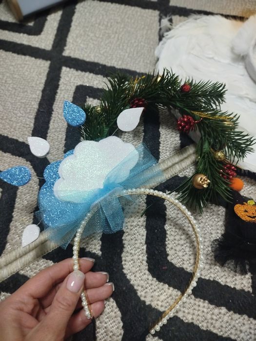 Обідки ялинка,ангел(крила і німб),відьма,чорт,крапелька,хмаринка,киця