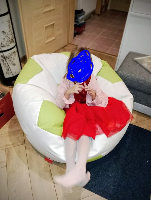 SPORT L Puf piłka, biało-zielony