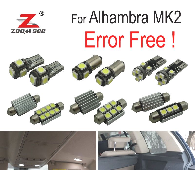 KIT COMPLETO DE 21 LÂMPADAS LED INTERIOR SEAT ALHAMBRA II MK2 710 711 2011-2017