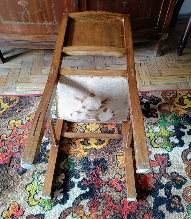 Cadeira madeira 1930 art déco com assento estofado para restauro