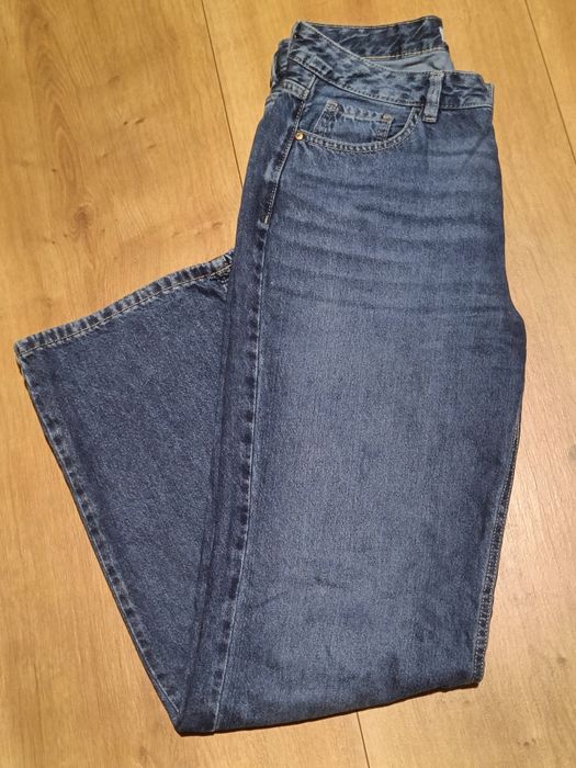 Jeansy wide leg wysoki stan
