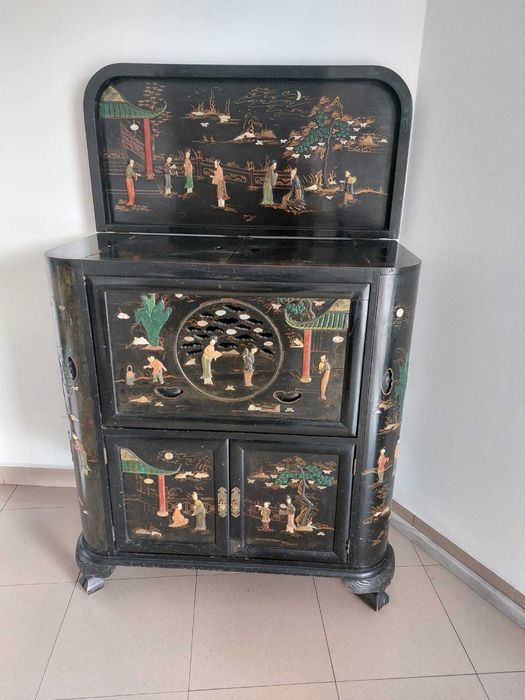 Móvel chinês antigo versátil com pérolas embutidas