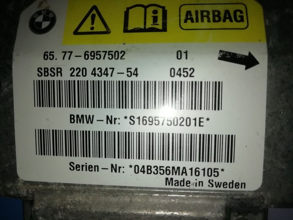 Centralina ou módulo do airbg do pilar B direito BMW série 5 (e60) 61